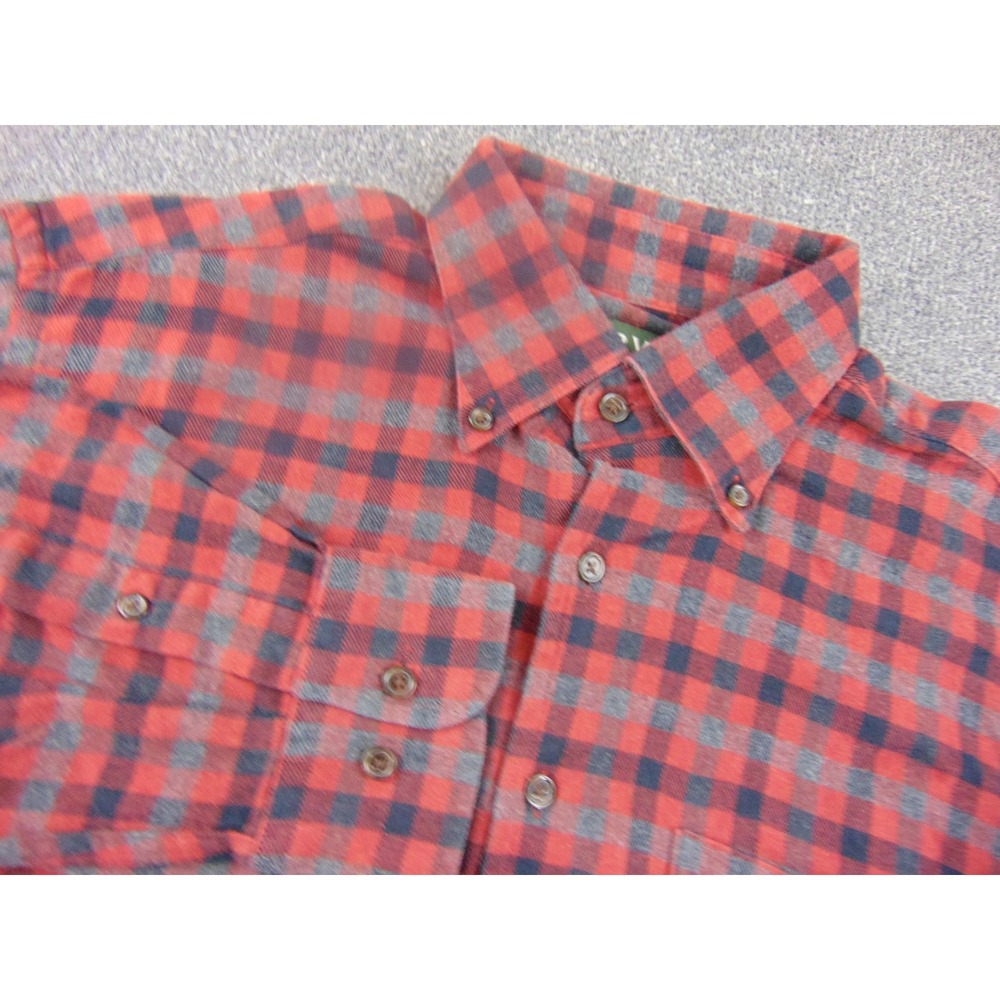 Orvis Shirt Mens Medium Red Gray Check Plaid Flannel Button Down